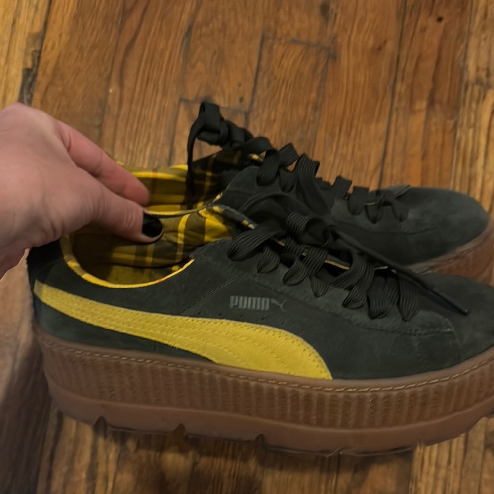 Puma Green and Yellow Platform Sneakers